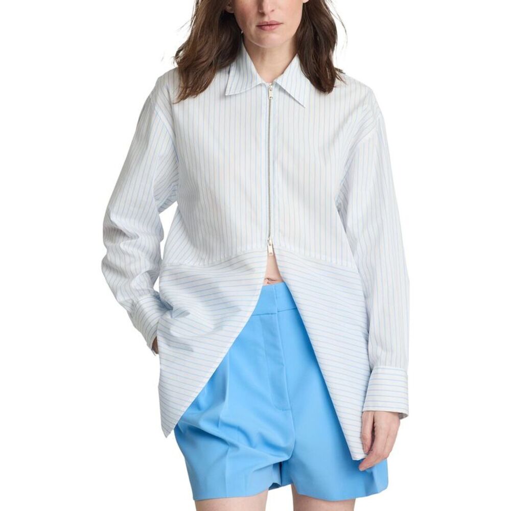 Kenneth Cole Womens Front Paneled 1/2-Zip Shirt, White